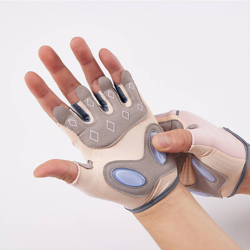 Unisex silicone anti-shock weight lifting gloves showcasing half-finger design and durable padding for improved grip and protection.